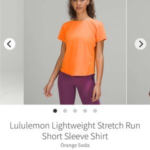 Lululemon Lightweight Stretch Tee.  Size 10. EUC.  Color is Orange Soda.